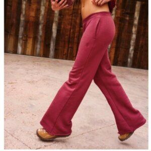 NWT Free People Movement Stance Flare Sweatpants In Dark Red Burgundy XS
